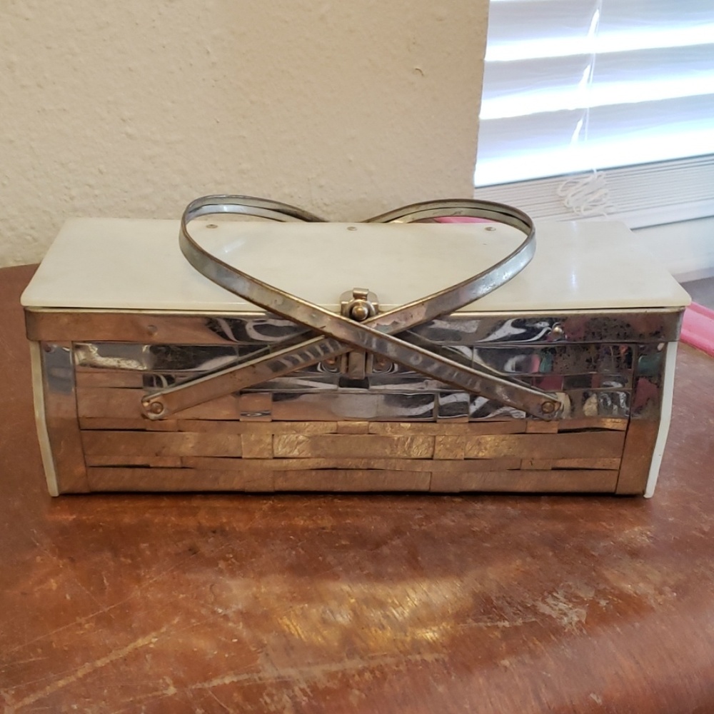 Vintage Lucite Metal Basket Purse
